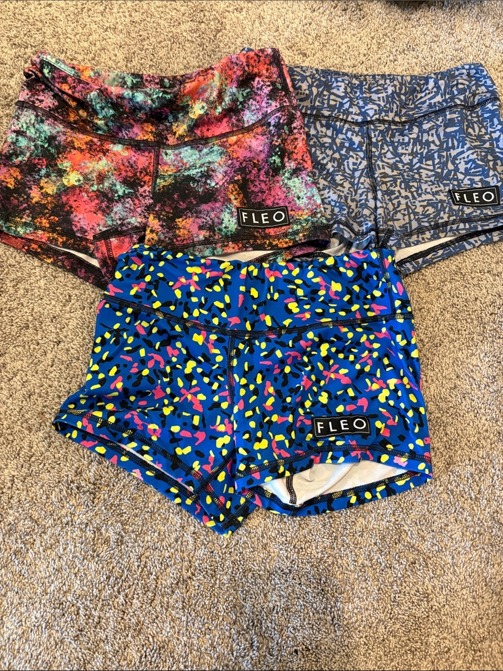 Fleo Bright Blue Confetti Print Athletic Shorts